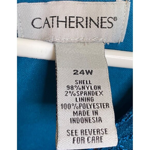 Catherines Semi-Formal Teal Blue Sequin Stretch Lace Shift Dress Plus 24W - Picture 3 of 4